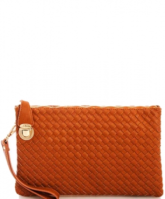Fashion Woven Clutch Crossbody Bag WU042 TAN